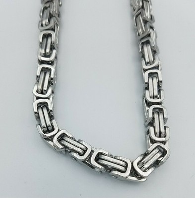42'' STAINLESS STEEL SILVER 8MM  BYZANTINE TURKISH  BOX ROPE CHAIN NECKLACE