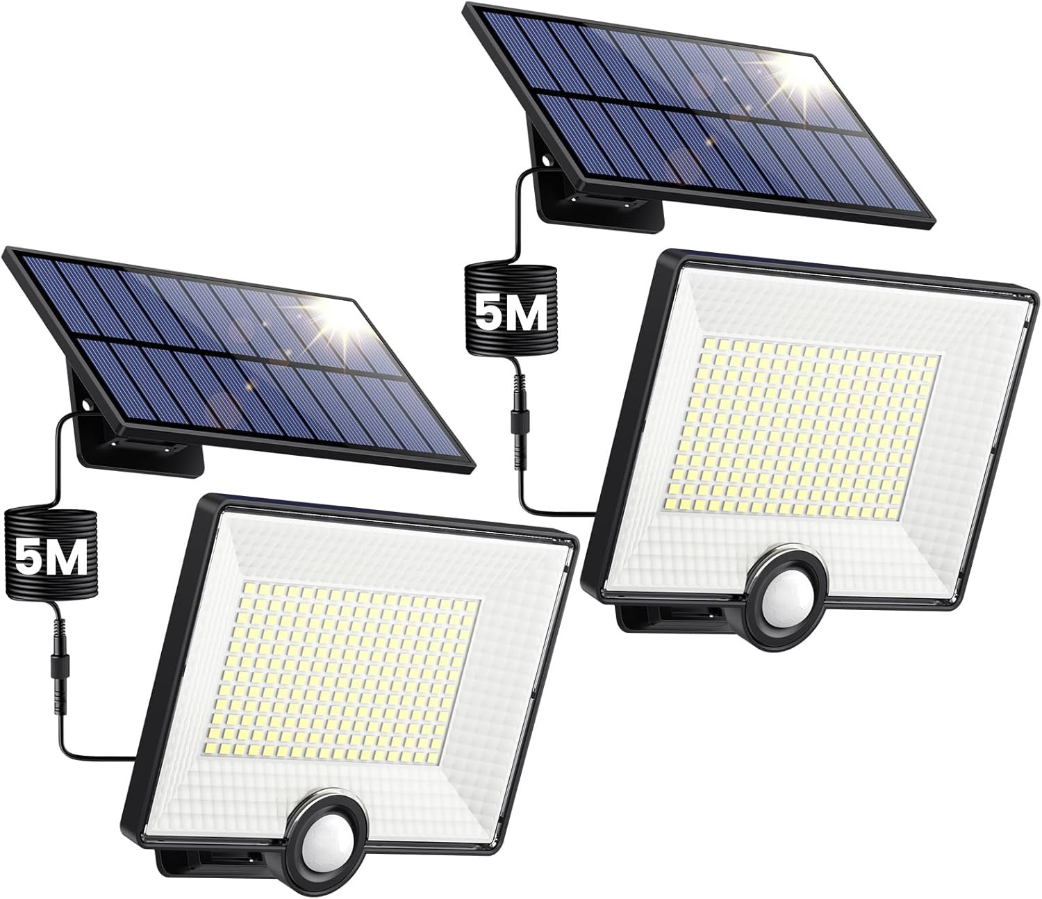 Luce solare da esterno con sensore di movimento, faretto a 234 LED con telecomando, illuminazione di sicurezza solare per portico, capanno da giardino | Leroy Merlin