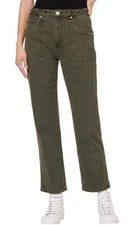 HUDSON Jeans Remi High Rise Straight Elastic Waistband Green Size 33 MSRP $195