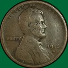 1913-S Lincoln Wheat Cent Fine F Coin #41964