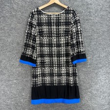 Eliza J Dress Pants Women 10 Black Plaid Shift Short Zipper Long Sleeve Lined