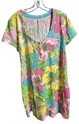 LILLY PULITZER Britton Henley T Shirt Dress Woman XL Floral Mini Casual NWOT