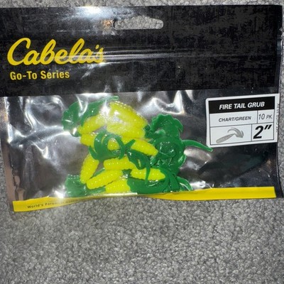 Cabela's Go-To-Series 2'' Fire Tail Grub Chartreuse Green 10-Count
