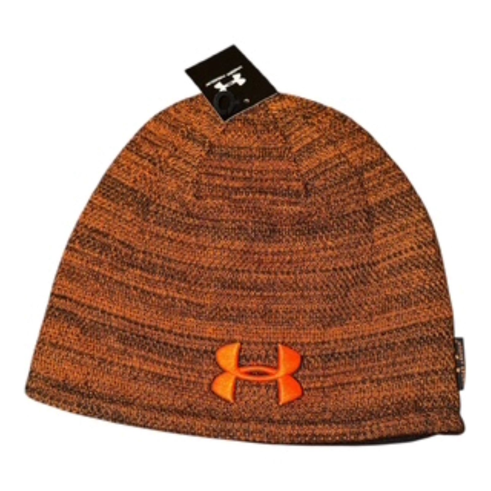 Under Armour UA Storm Fleece Beanie Embroidered OSFM Orange Black Reversible