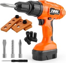 Kids Power Drill and Screw Set,Toy Electric with 3 Interchangeable...