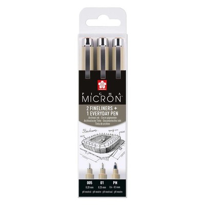 Sakura Pigma Micron Pencil Case 3 Fineliner Black 005-01-pn B