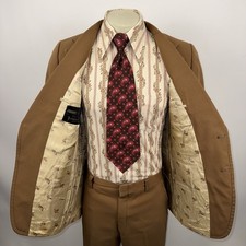 Johnny Carson Leisure Suit Mens 42 Jacket Coat 35 28 Pants Vtg 1970s Disco Mod