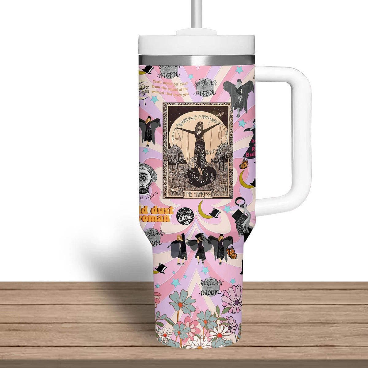 Boho Rock Female Singer Inspired Tumbler With Handle – 40oz