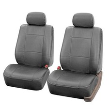 Car Seat Covers PU Leather Automotive Seat Covers Gray Front Set Solid Gray