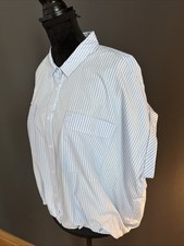 Windsor Damen Bluse Gr. 42 Blau Weiß Gestreift Cropped Designer Hemdbluse