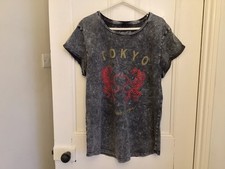 Designer Eleven Loves Acid Wash T Shirt .size 16 Stunning Tokyo Design .