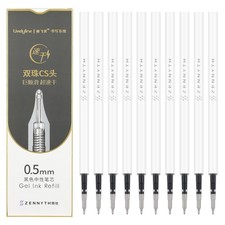 10 Pieces Gel Ink Pen Refills, Fine Point 0.5mm Tip Smooth Writing Quick Dry ...