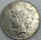 1934S Silver Peace Dollar Uncertified Extra Fine Plus Circulated Condition