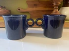 Homer Laughlin FIESTA COBALT (Dark) BLUE Mugs, 3 5/8 in, Made in USA Set Of 2