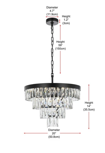 Elegant Lighting Josephine 20" Round Chandelier in Black - Picture 8 of 8