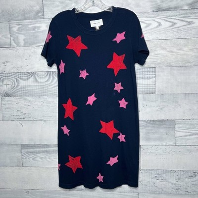 Current/Elliott Painted Star T-Shirt Dress Blue Red Pink Short Sleeve Size 0 XS