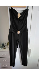 Black Sleeveless Jumpsuit M with Gold Embellishments for Women. Stunning