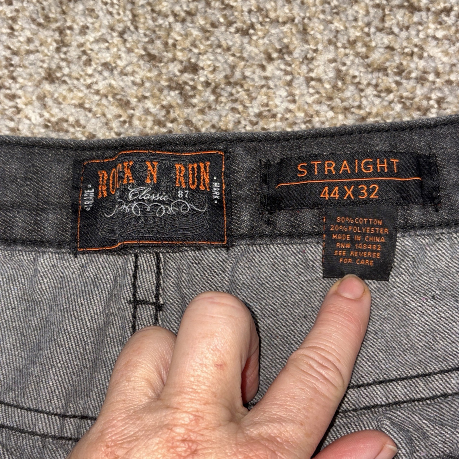 Rock N Run Classic Denim Black Wash Jeans Size 44x32 Fits 40 X 28 - View 4