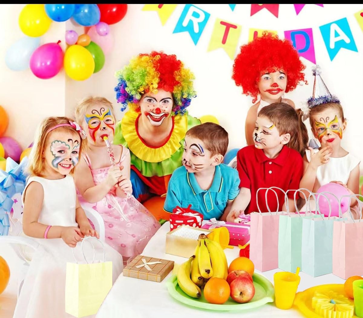 24Pcs Party Gift Paper Bags Pastel Portable Candy Bags Birthday Multicolor Tr...