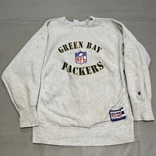 VTG 90s Green Bay Packers XL Champion Reverse Weave Sweatshirt Heather Gray USA