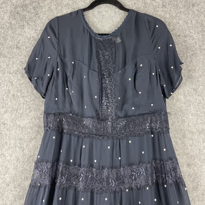 Monsoon Lace Tiered Dress Womens 14 Navy Blue Metallic Polka Dot Whimsigoth | eBay Monsoon Lace Tiered Dress Womens 14 Navy Blue Metallic Polka Dot Whimsigoth | eBay