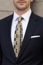 Gatfield House 100% Silk Tie Geometric Patchwork Print Made in USA