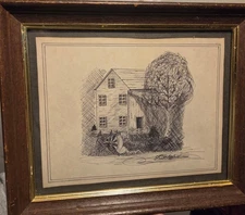 Original Sketch Art Drawing Signed Framed