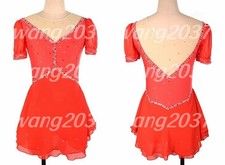 Ice skating dress Competition Figure Skating Twirling Costume red