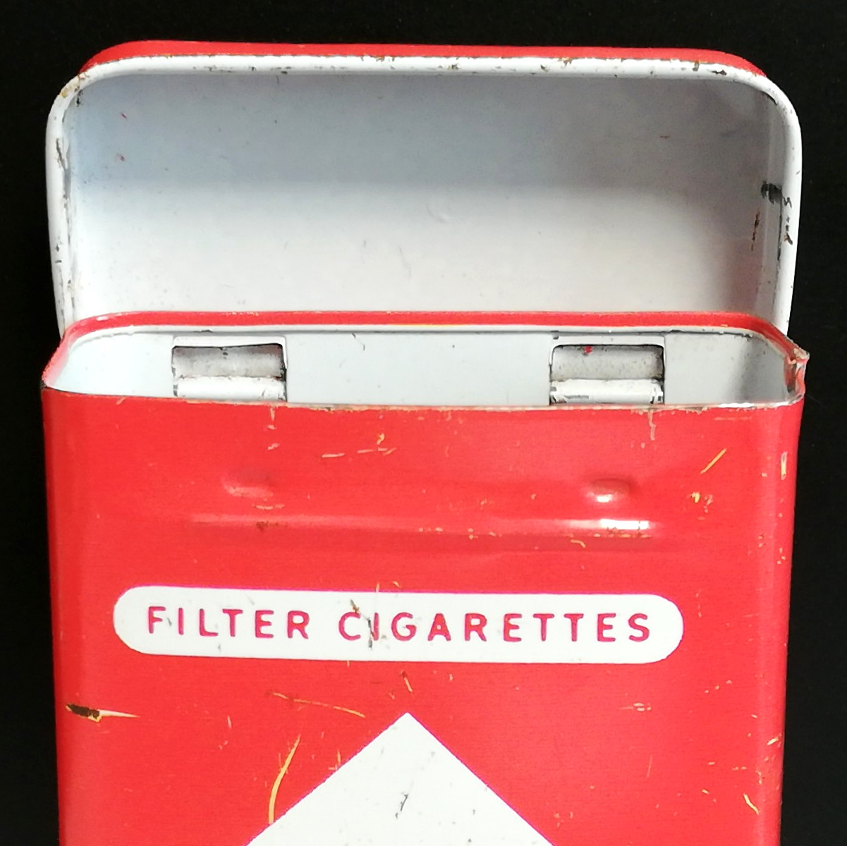 Marlboro Vintage Tin Box. Cigarette Pack. Storage Box. Hard Used