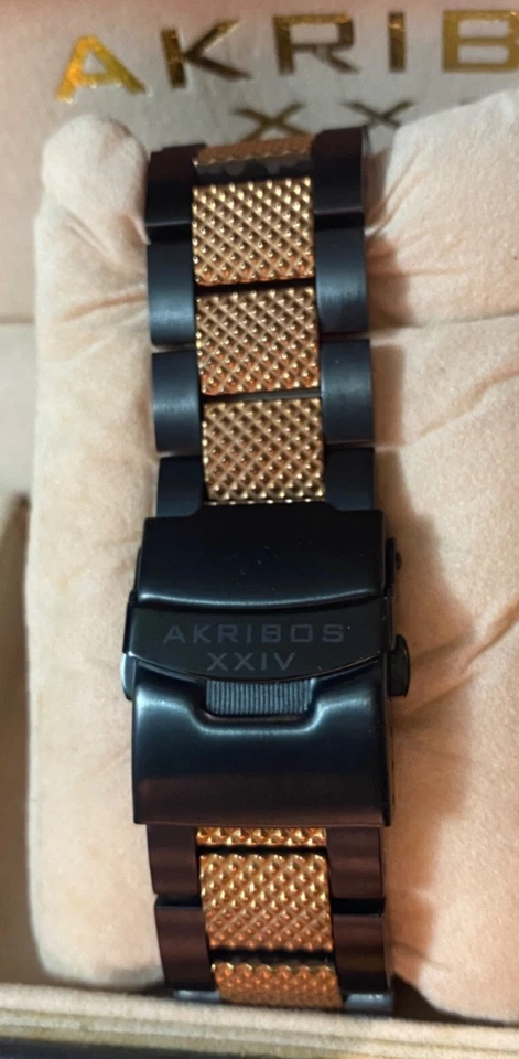 Akribos XXIV Men's Chronograph-AK512TT-Stainless Black Red Rose Gold H2F - Image 4 of 4