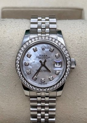 Rolex Lady-Datejust 26mm Steel Diamond Bezel MOP Dial Jubilee Date Watch
