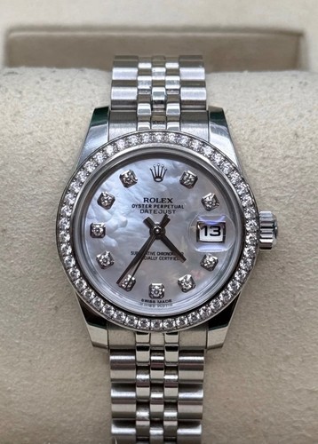 Rolex Lady-Datejust 26mm Steel Diamond Bezel MOP Dial Jubilee Date Watch