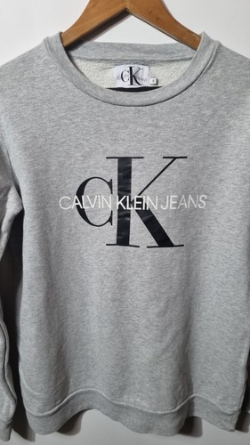 CALVIN KLEIN Womens Monogram Sweatshirt Grey Pullover - Size Small 100% Cotton - 第 6/16 張圖片
