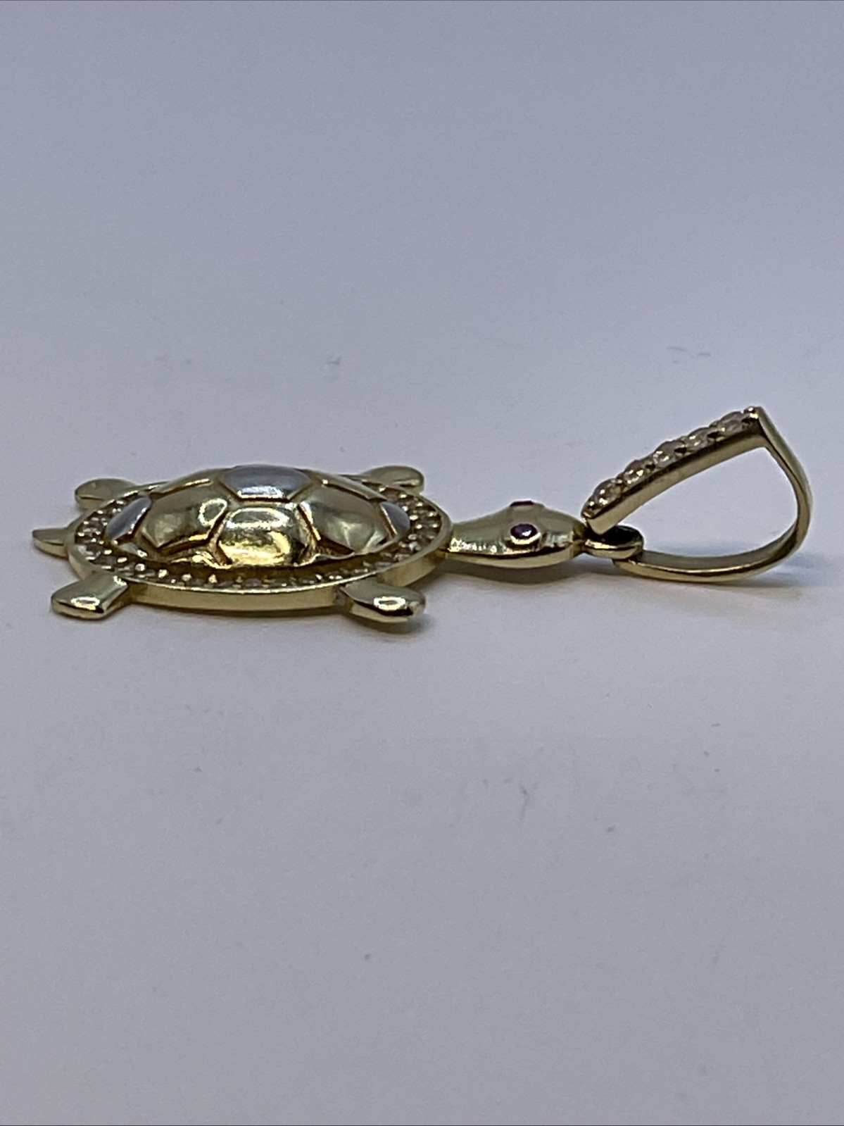 TURTLE Charm Pendant Solid 13K Two Tone Gold Crea… - image 7