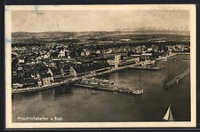 Friedrichshafen a. Bod., veduta parziale con piroscafo, cartolina 1942 