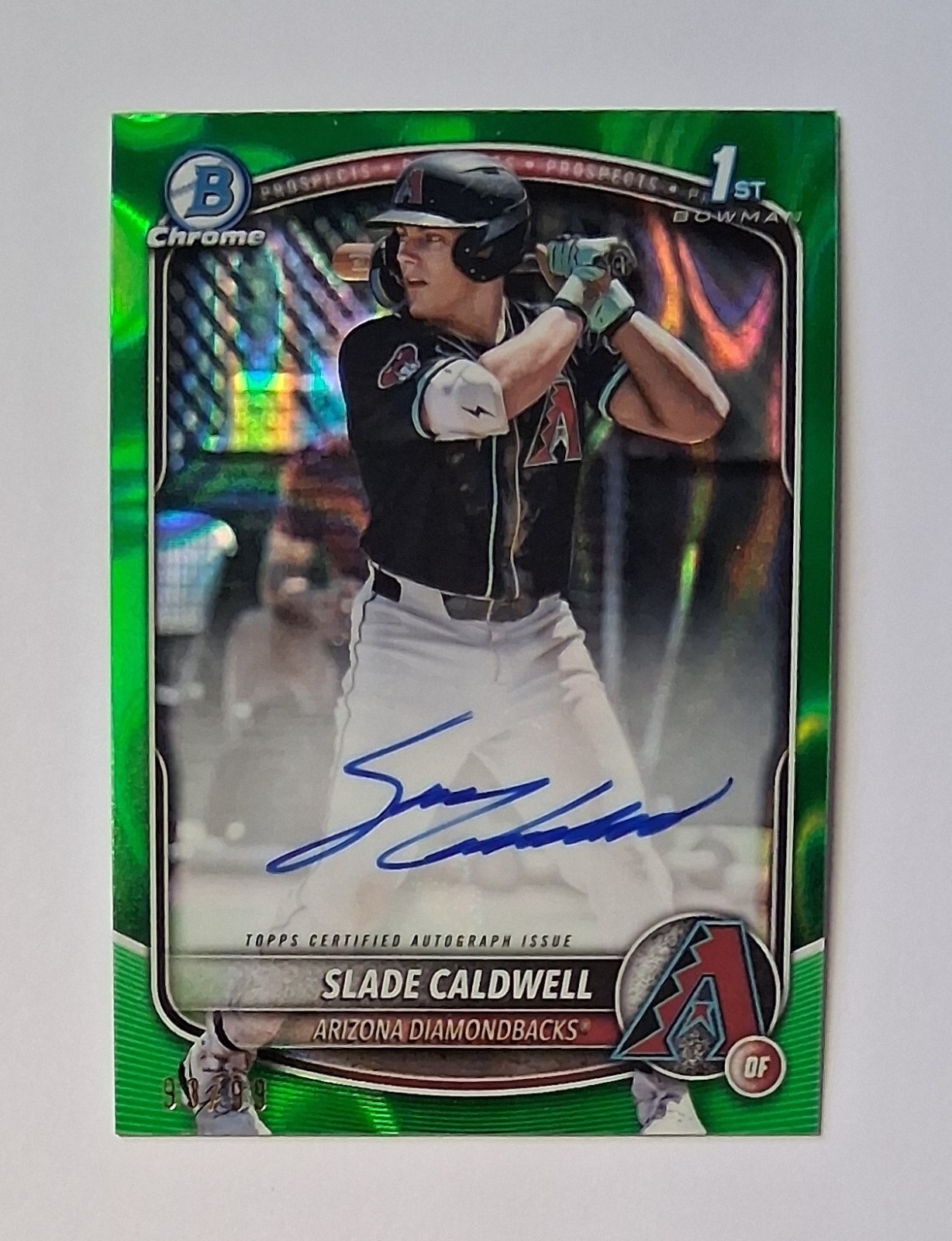 Slade Caldwell 2025 1st Bowman Chrome Autograph Green Lava Refractor/99 Arizona