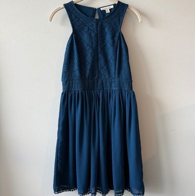 Francesca s Blue Lace Women's Small Fit & Flare Sleeveless Knee Length Dress