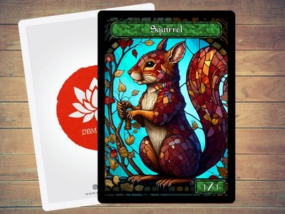 Squirrel MTG Token | Custom Stained Glass Art | Magic The Gathering