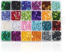 21600 Pcs Loose Sequins Bulk 5MM Rainbow Round Embroidery Sequins Cup for Cra...