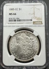 1885-CC MORGAN SILVER DOLLAR NGC MS66 01XXXB26