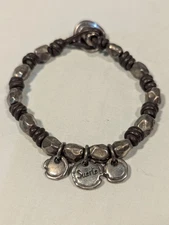 Uno de 50 Silver Plated Bracelet Suerte charms silver beads and leather details