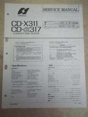 Sansui Service Manual~CD-X311/317 Compact Disc Player~Original~Repair