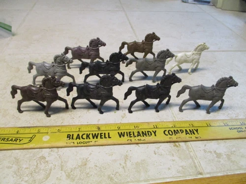 VTG Lot White Black 54mm Horses Marx Ideal Lido MPC Cowboy Indians Cavalry A21