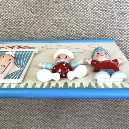 Vintage IRMI Wooden Circus Wall Plaque :: Hand-Painted Nursery Decor :: Blue - Picture 8 of 13
