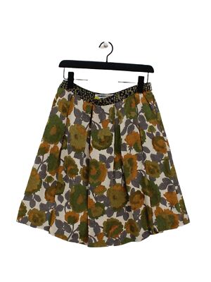 Clements Ribeiro Damen Midi Rock M grün geblümt 100% Polyester Midi A-Linie