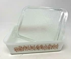 Vtg Proctor Silex Casserole Slow Cook Dish Wheat Pattern Milk Glass Lid 9 X 6