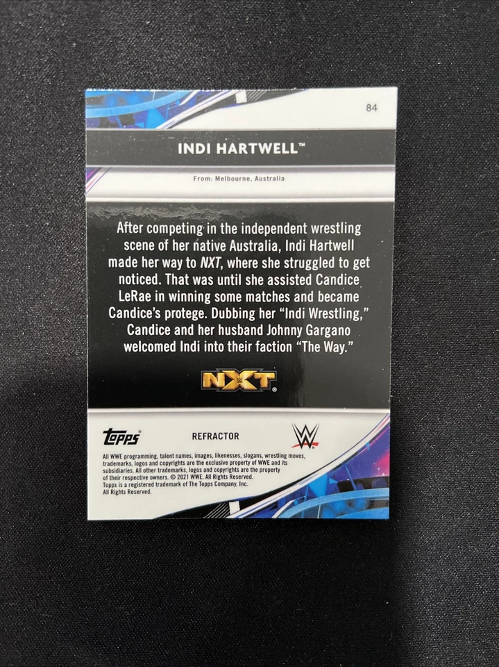 #84 INDI HARTWELL 2021 Topps Finest WWE REFRACTOR RC Rookie - Image 2 of 2