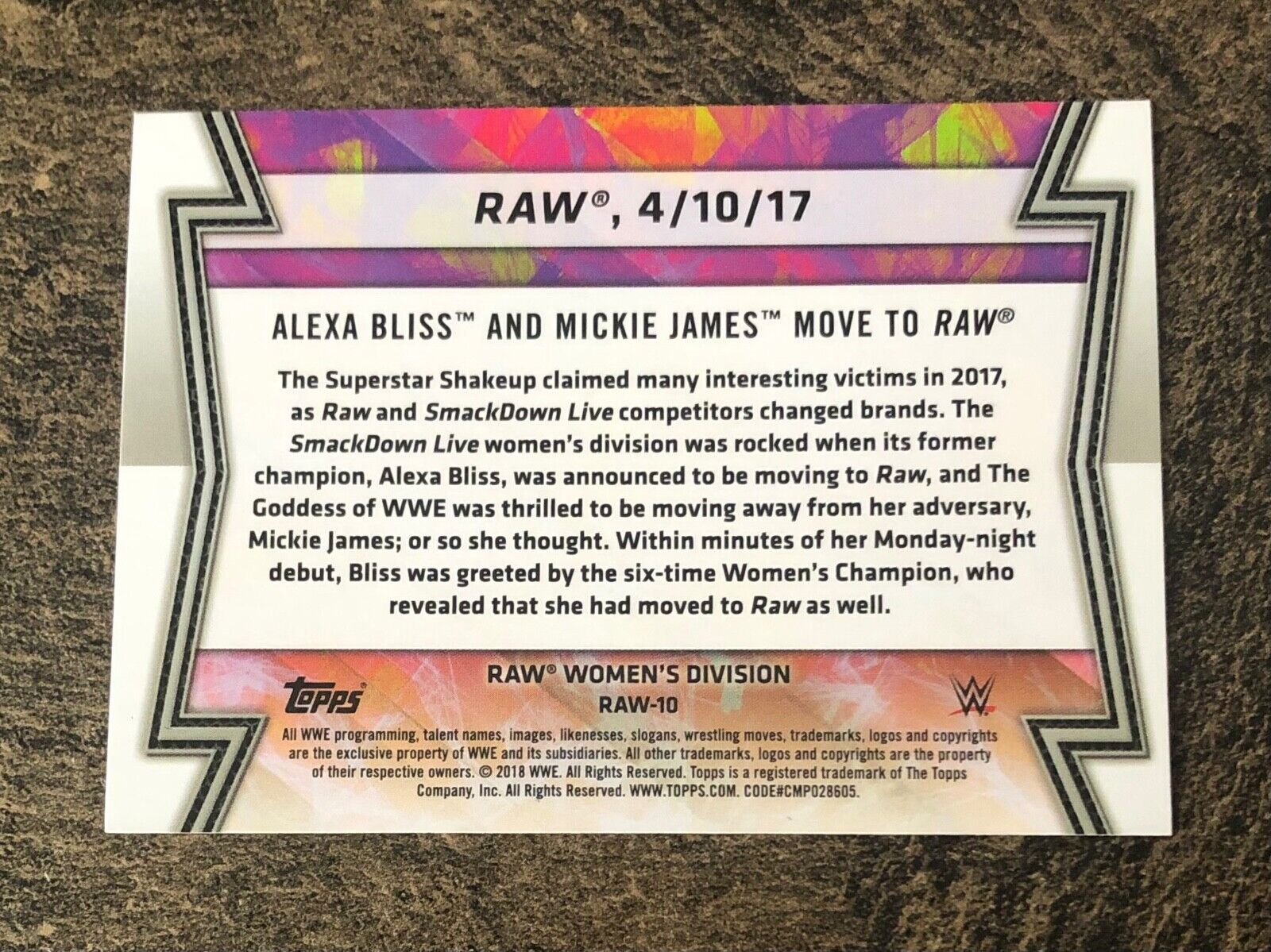 2018 Topps WWE Women’s Division - Memorable Matches and Moments (YOU PICK)