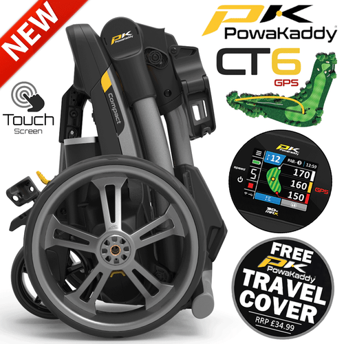 POWAKADDY CT6 GPS 18 HOLE LITHIUM GOLF TROLLEY +FREE £34.99 TRAVEL