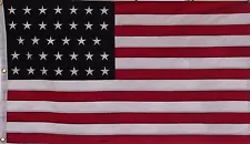 HEAVY COTTON LINEAR 34 STAR AMERICAN FLAG - Embroidered & Sewn - HISTORICAL USA